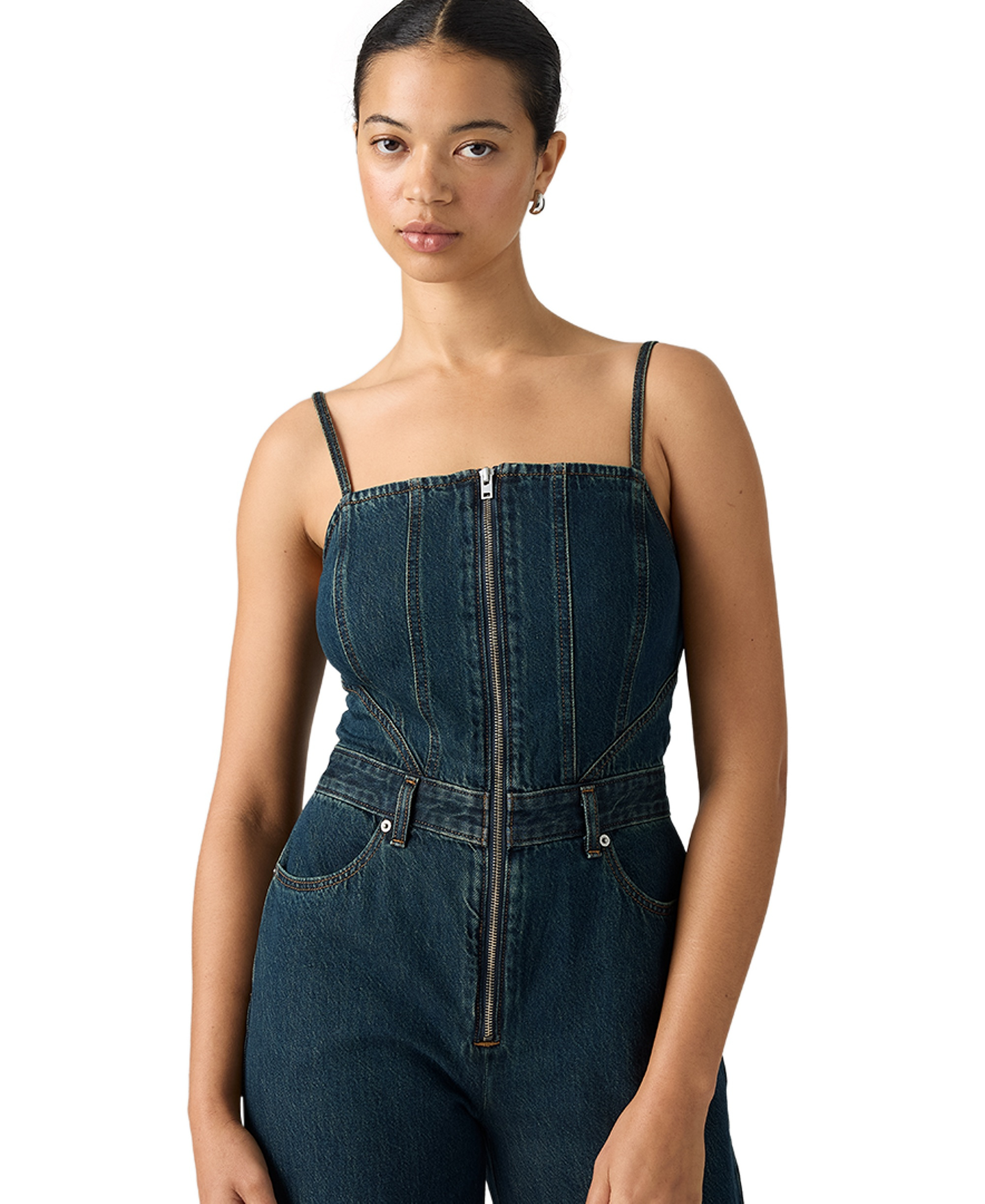 Levi's Premium Women's Seamed Wide-Leg Denim Jumpsuit - Cash Out Stone