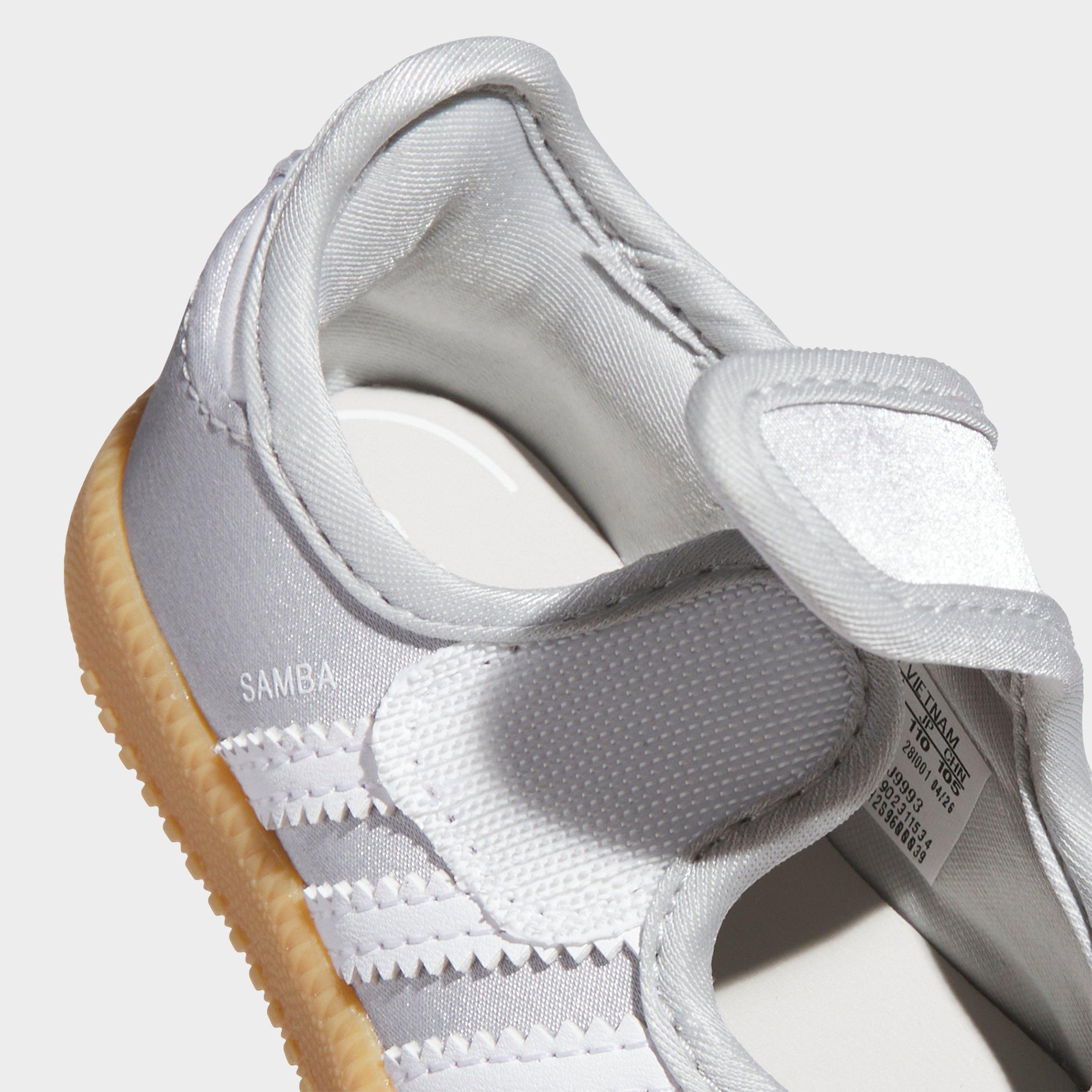 Girls' Toddler adidas Originals Samba Jane Casual Shoes - Silver Metallic/White/Gum - Detail shot