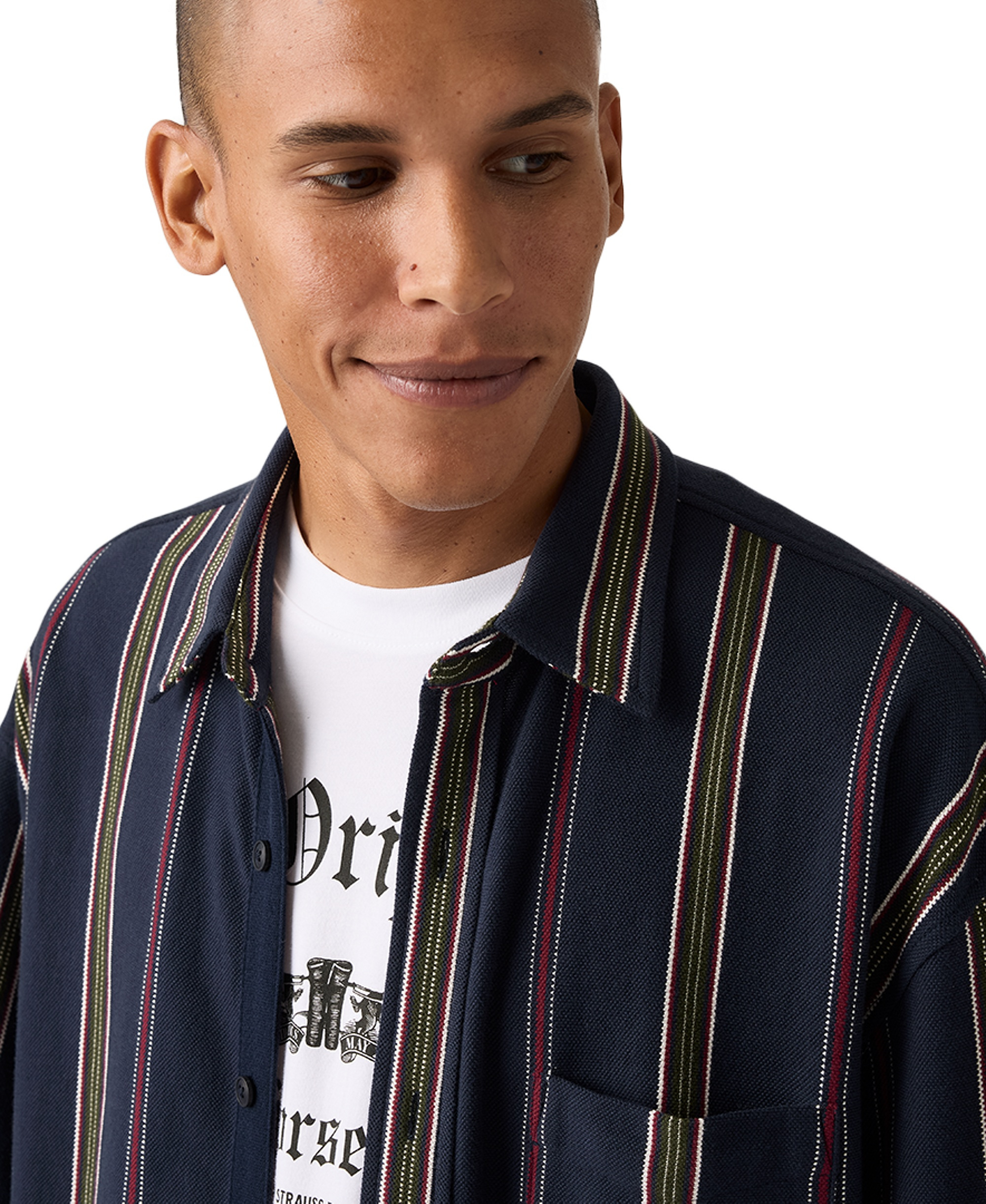 Levi's Men's Dawson Pique Stripe Shirt - Navy