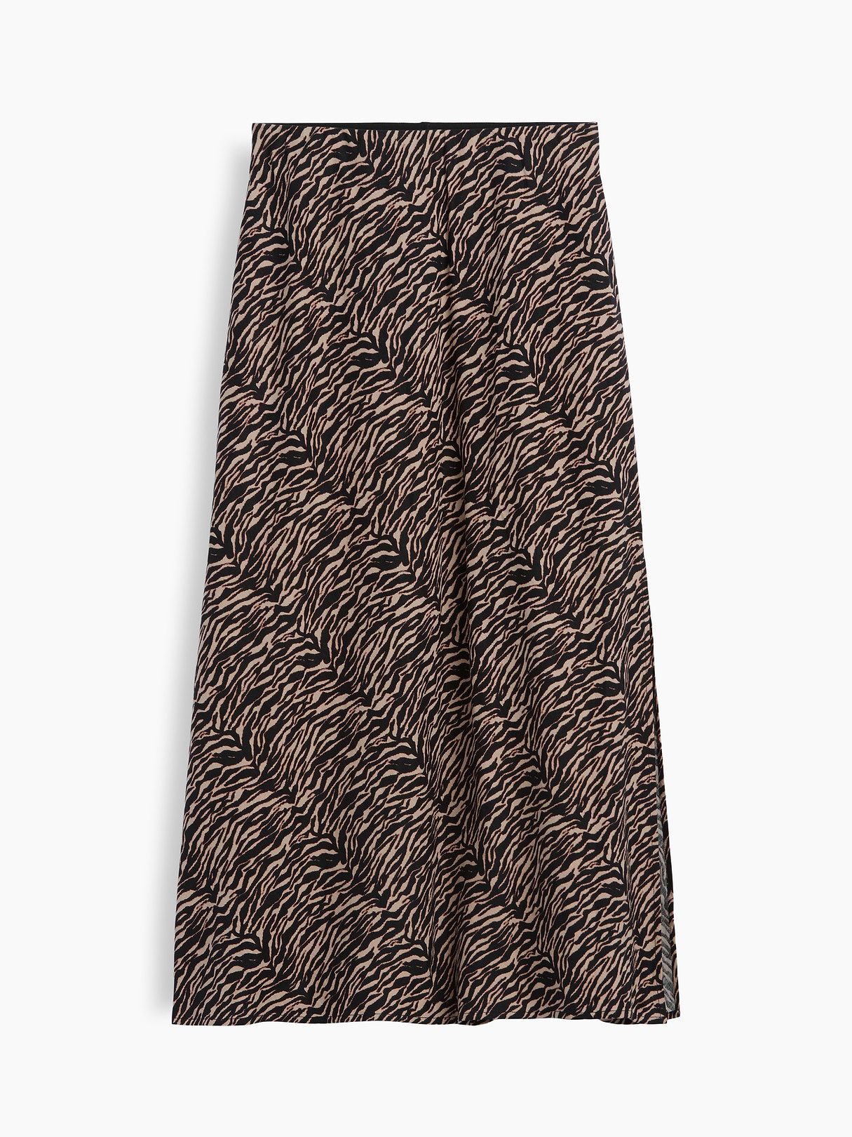 Linen-Blend Maxi Slip Skirt - Black zebra print