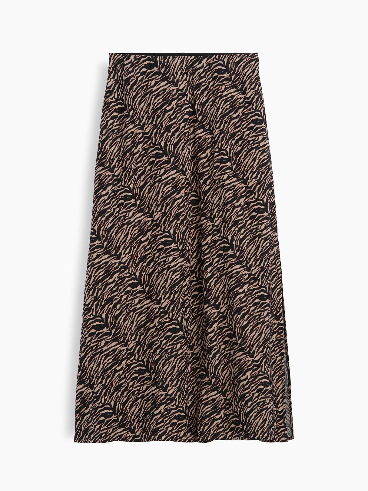 Linen-Blend Maxi Slip Skirt - Black zebra print