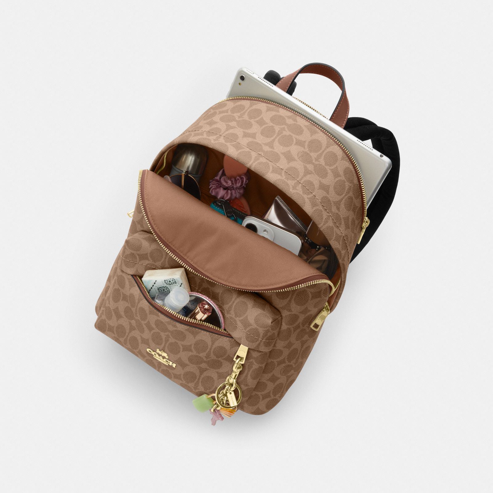 Taylor Small Backpack In Signature Canvas - Gold/Tan/Brown - view 4
