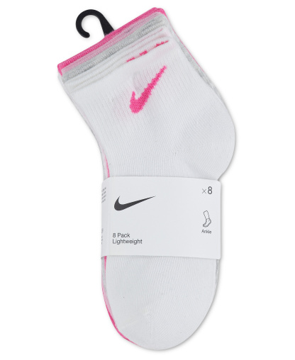 Nike Boys' and Girls' 5-7 Ankle Socks, 8-Pack - Pink/Multi