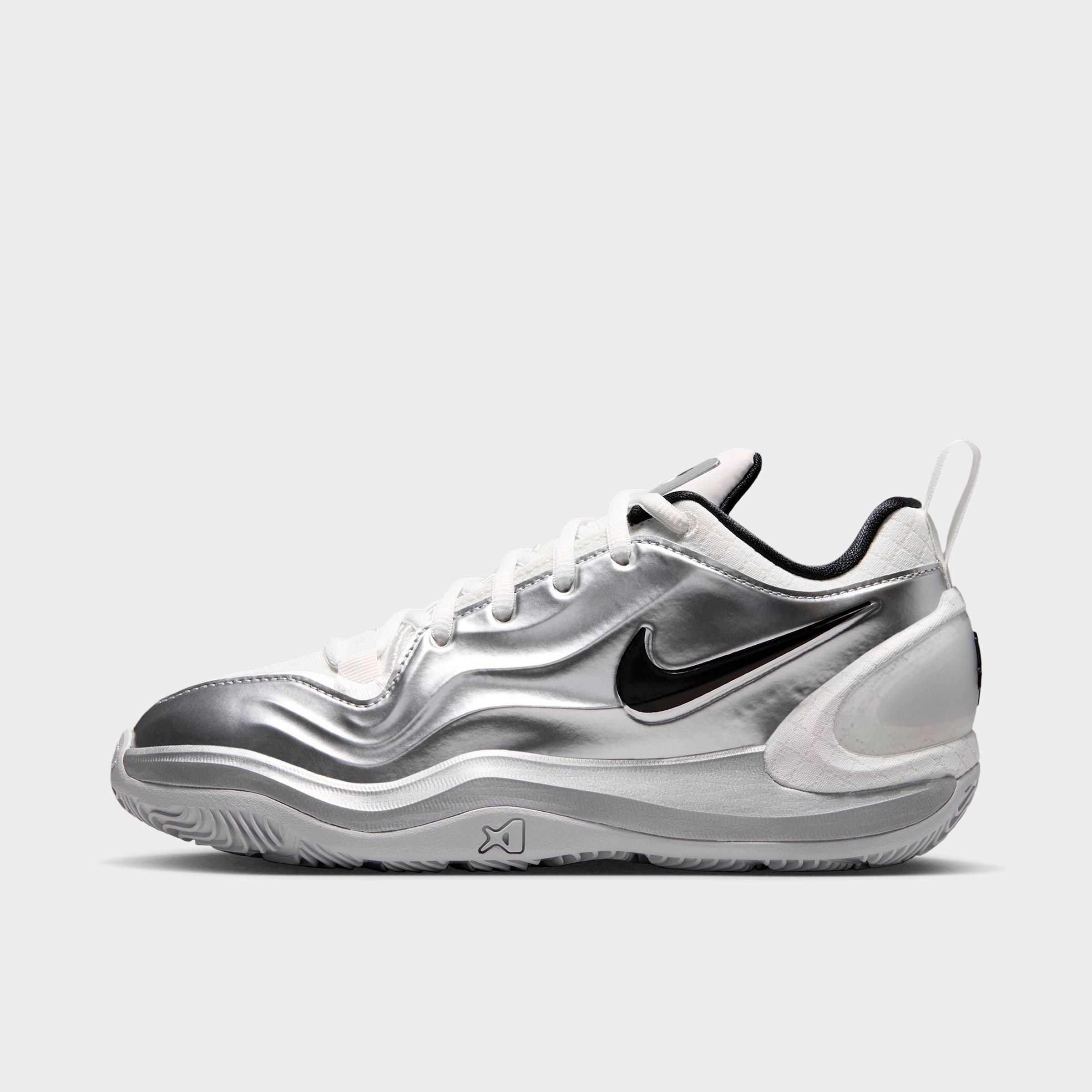 Girls' Big Kids' Nithtke A'Two A'ja Wilson Basketball Shoes - Summit White/Metallic Silver/Black - Left shoe facing left. Outside of the shoe.