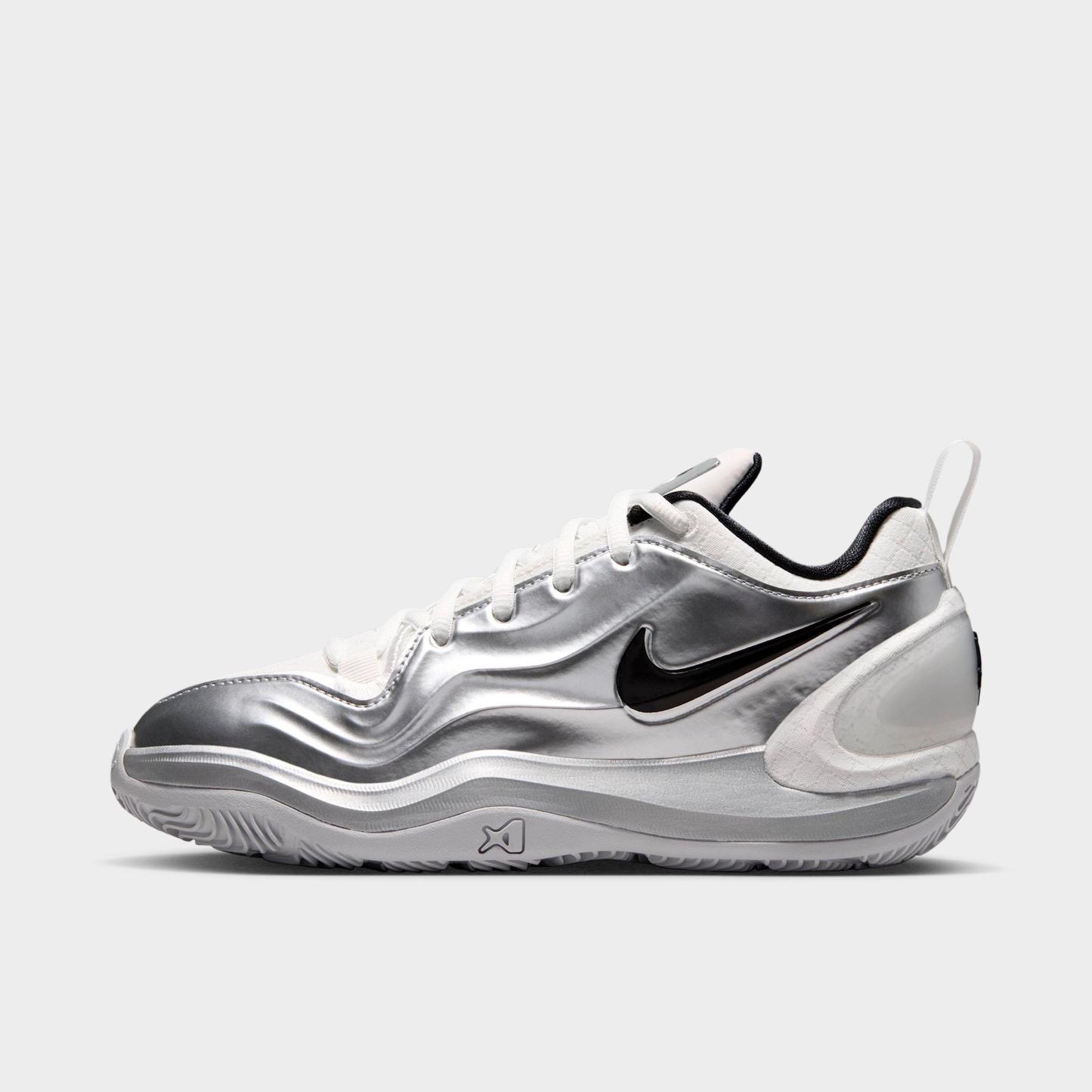 Girls' Big Kids' Nithtke A'Two A'ja Wilson Basketball Shoes - Summit White/Metallic Silver/Black - Left shoe facing left. Outside of the shoe.