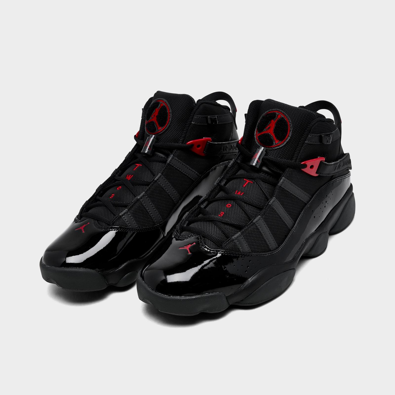 Men's Air Jordan 6 Rings Basketball Shoes - Black/Anthracite/Fire Red - view 2