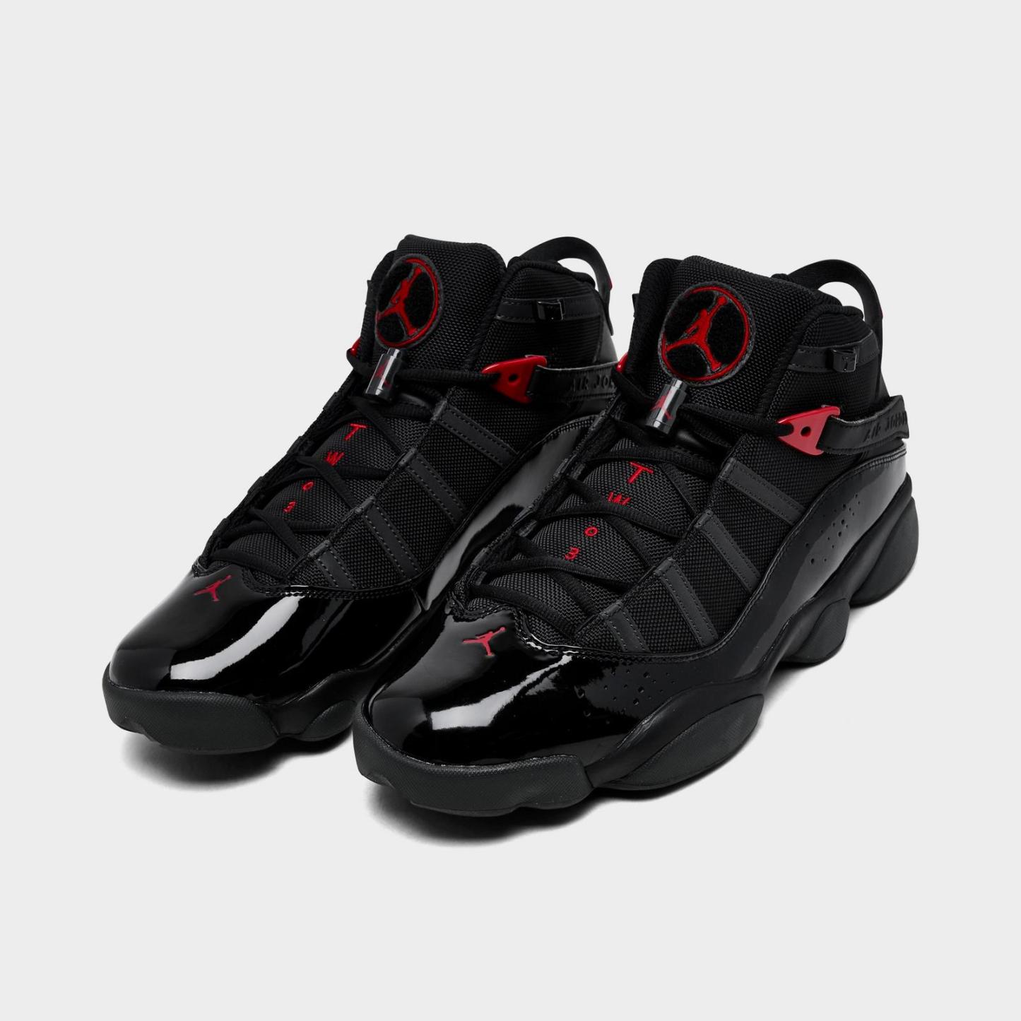 Men's Air Jordan 6 Rings Basketball Shoes - Black/Anthracite/Fire Red - view 2