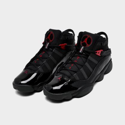 Men's Air Jordan 6 Rings Basketball Shoes - Black/Anthracite/Fire Red - view 2