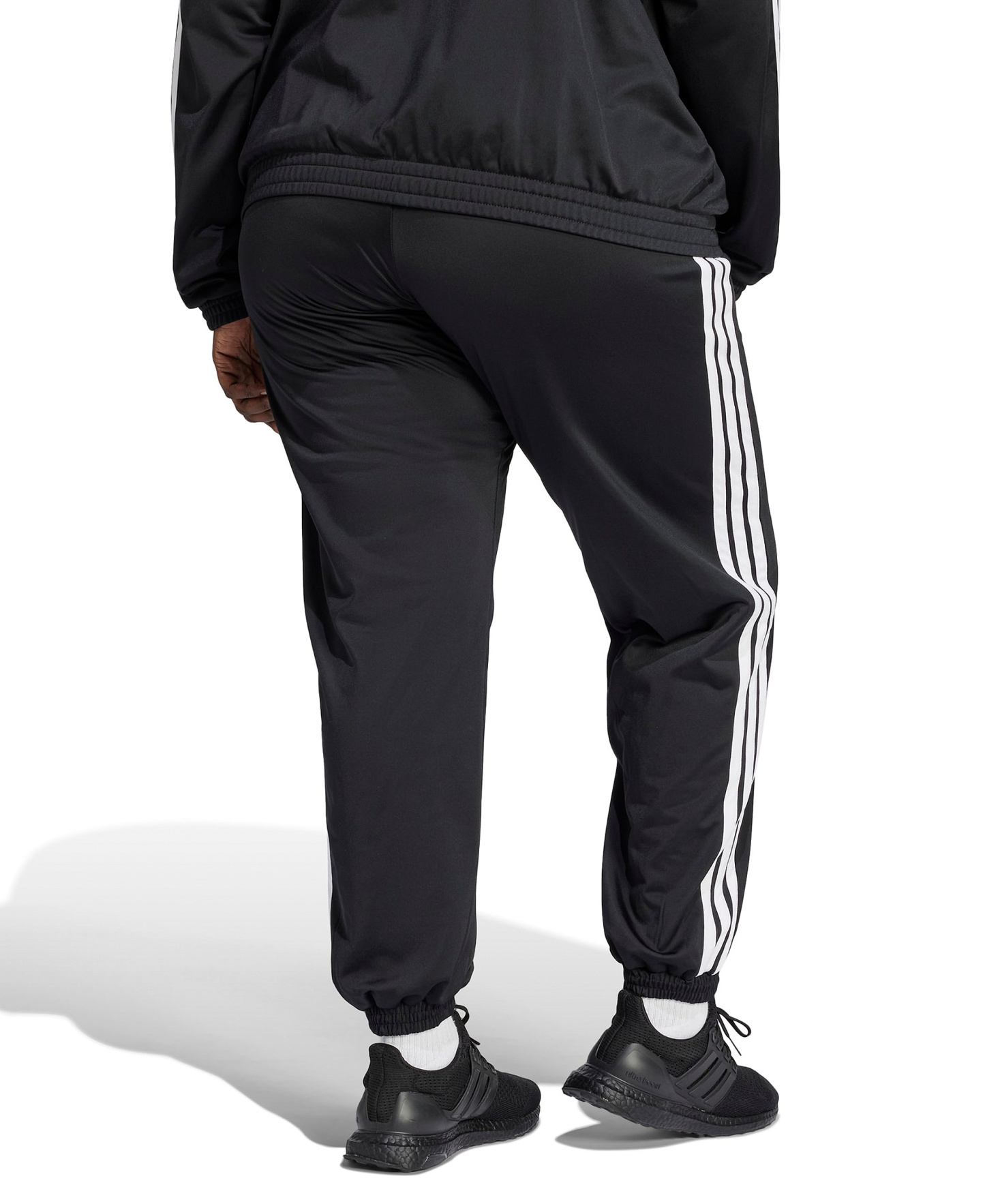 adidas Plus Size Tricot 3-Stripes Track Pants - Black/White