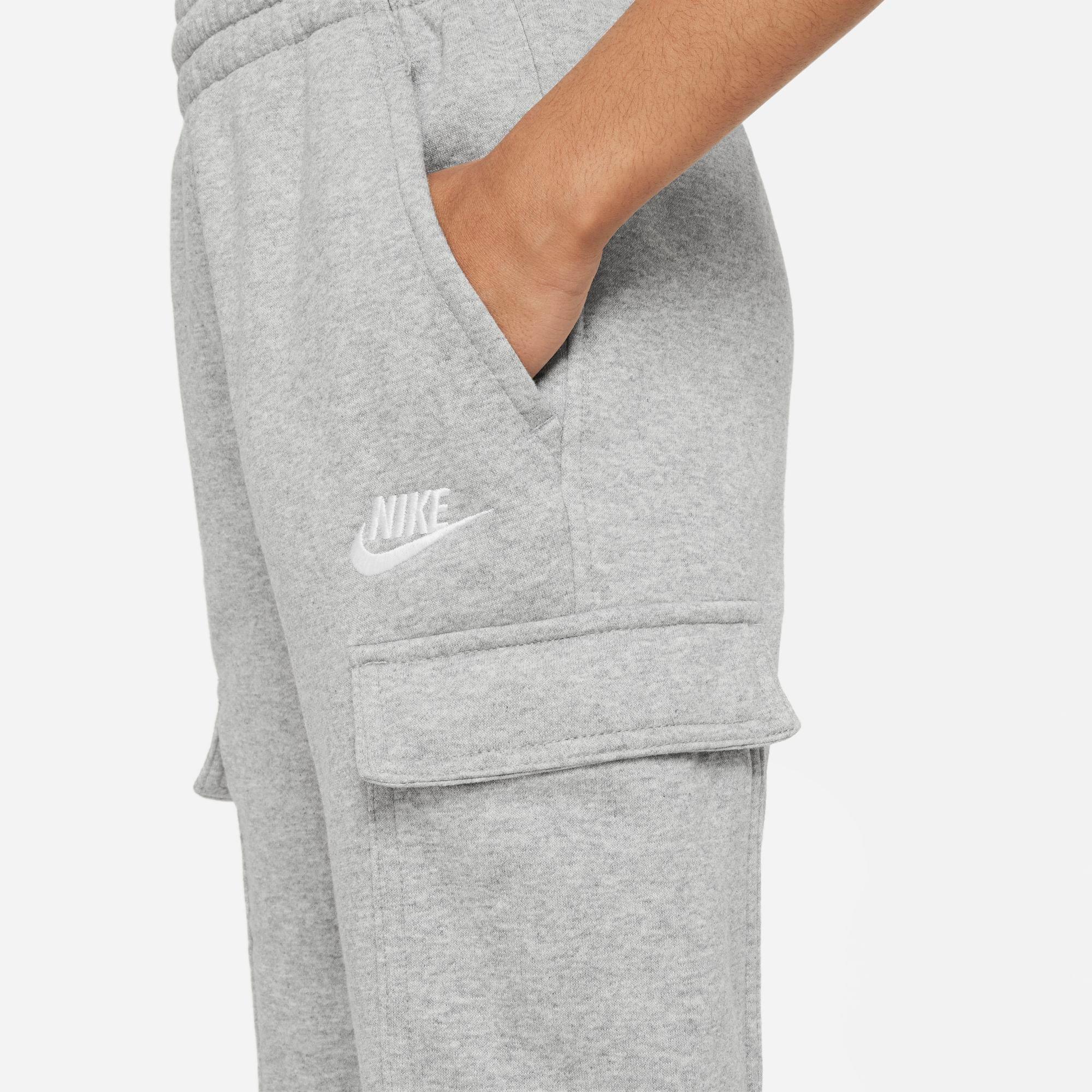 Big Kids' Nithtke Sportswear Club Fleece Cargo Jogger Pants - Dark Grey Heather/Base Grey/White