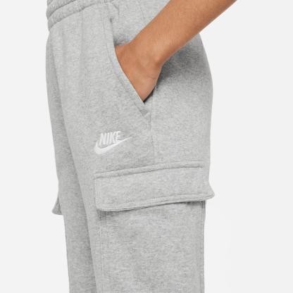 Big Kids' Nithtke Sportswear Club Fleece Cargo Jogger Pants - Dark Grey Heather/Base Grey/White