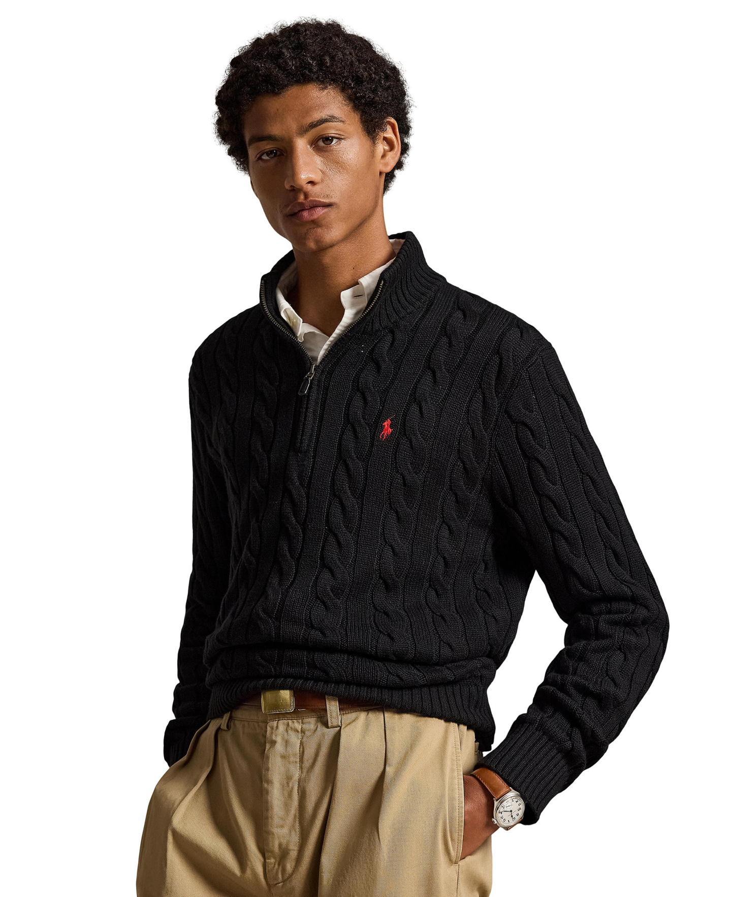 Polo Ralph Lauren Men's Cable-Knit Cotton Sweater - Polo Black