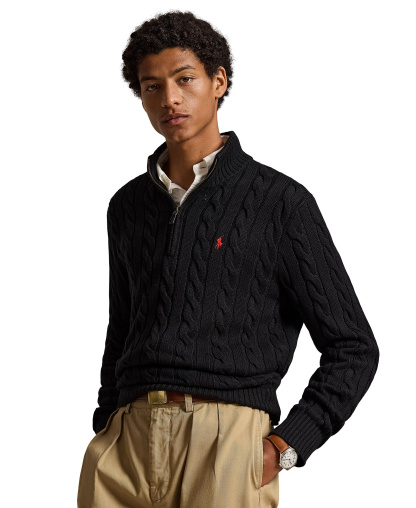 Polo Ralph Lauren Men's Cable-Knit Cotton Sweater - Polo Black