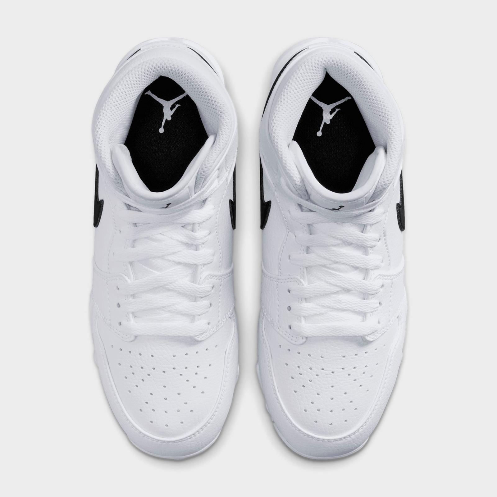 Big Kids' Air Jordan Retro 1 Mid Cleats - White/Black - view 5