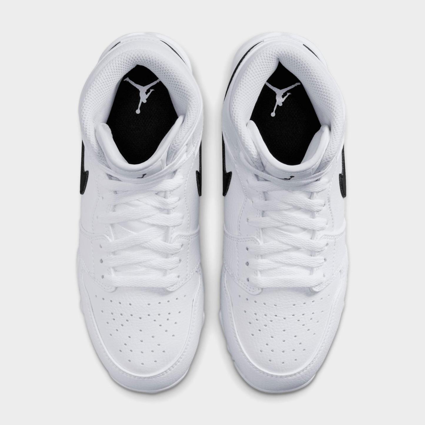 Big Kids' Air Jordan Retro 1 Mid Cleats - White/Black - view 5