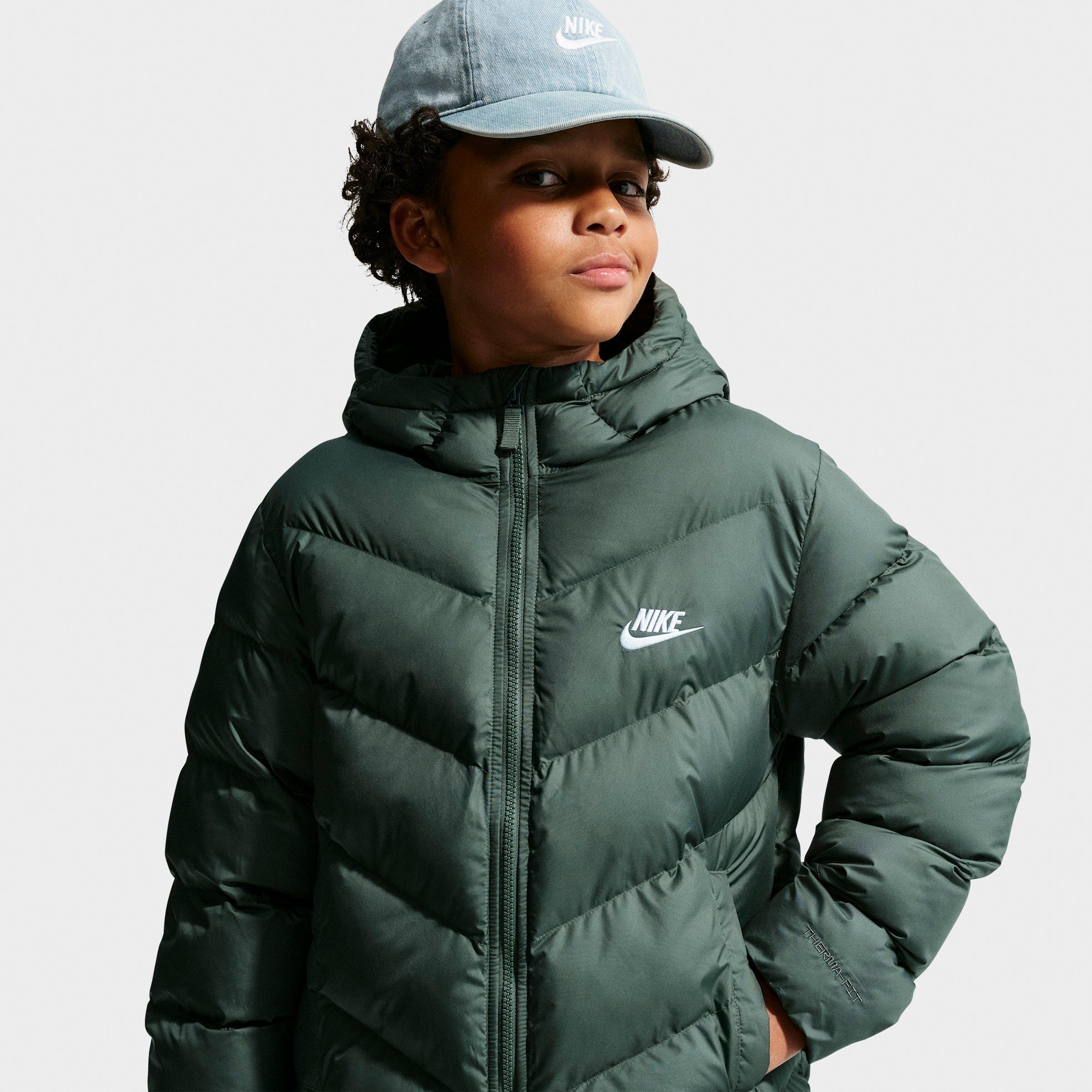 Big Kids' Nithtke Sportswear All Day Play Therma-FIT Loose-Fit Puffer Jacket - Camo Green/White