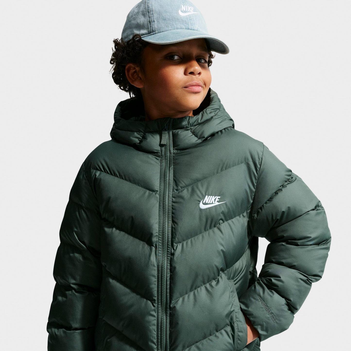 Big Kids' Nithtke Sportswear All Day Play Therma-FIT Loose-Fit Puffer Jacket - Camo Green/White