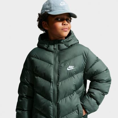 Big Kids' Nithtke Sportswear All Day Play Therma-FIT Loose-Fit Puffer Jacket - Camo Green/White