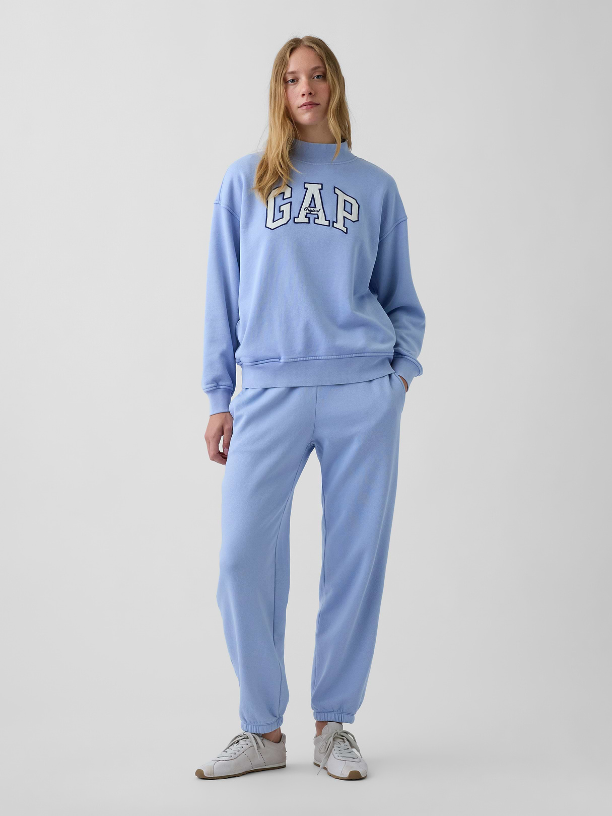 VintageSoft Oversized Mockneck Logo Sweatshirt - Air stream blue