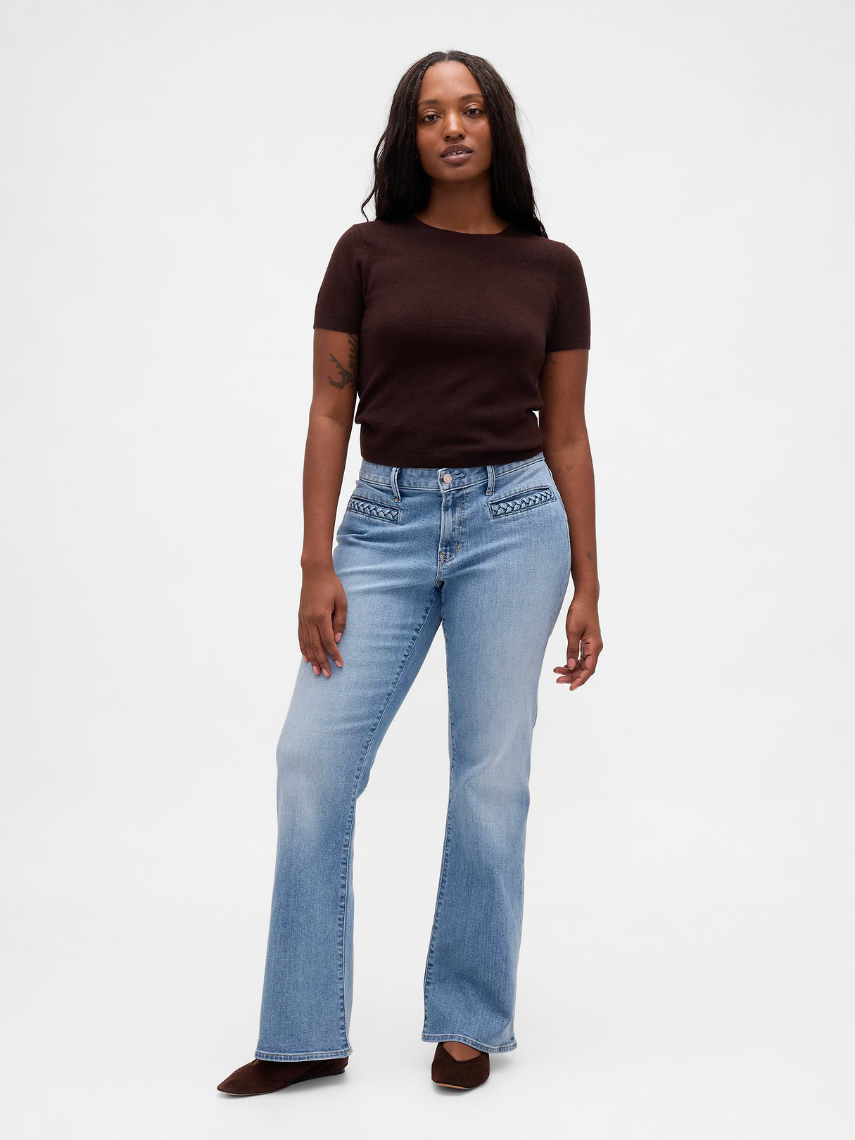 Low Rise Long & Lean Split-Hem Jeans - Light indigo