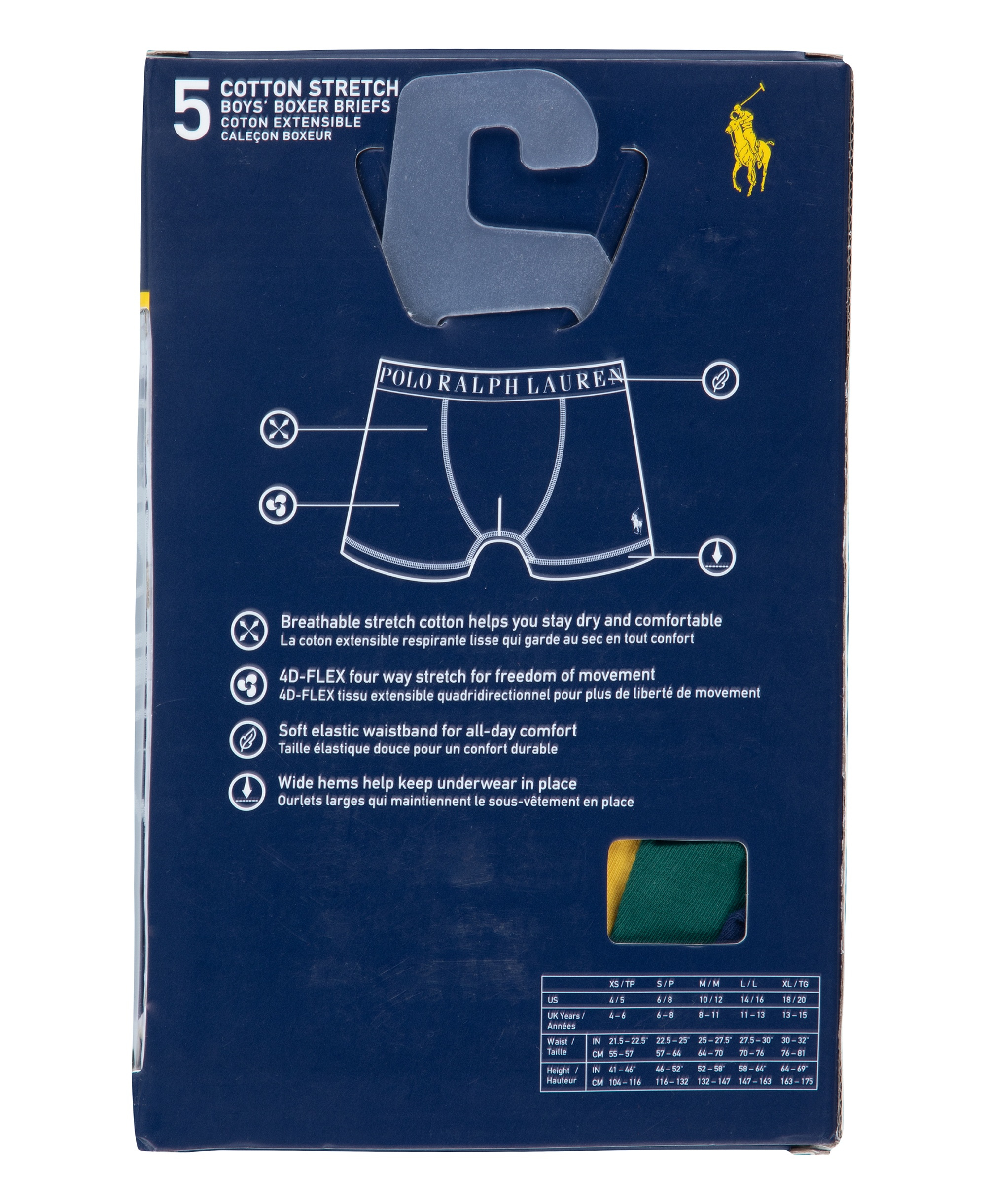Polo Ralph Lauren Boys' 8-20 Stretch Boxer Briefs, 5-Pack - Newport Navy