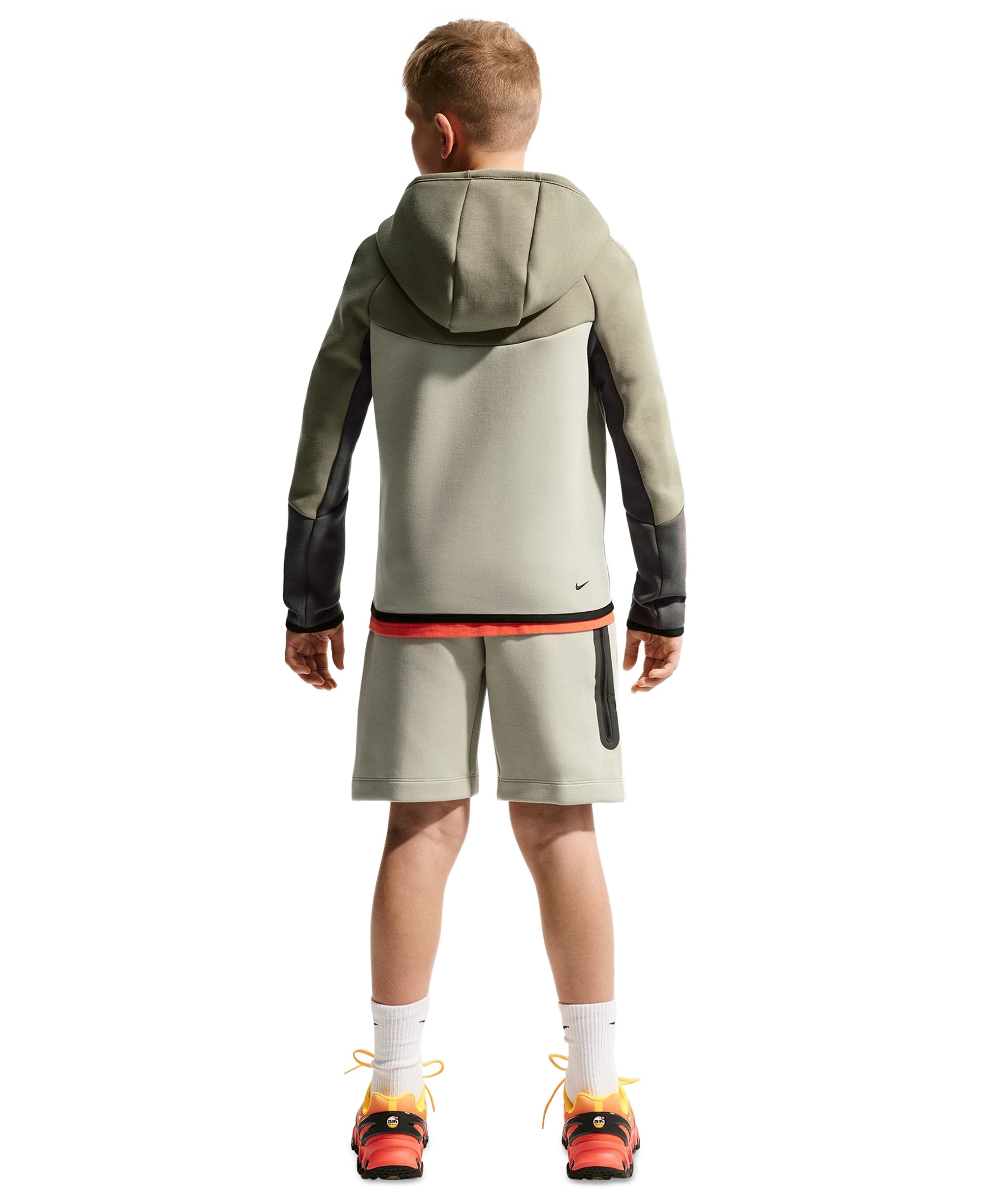 Nike Boys' and Girls' 7-20 Sportswear Tech Fleece Full-Zip Hoodie - Silver Sage/Spruce Fog/Medium Ash/Black