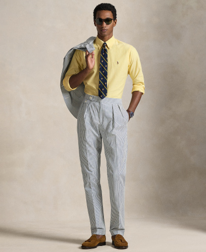 Polo Ralph Lauren Men's Classic-Fit Plaid Brushed Oxford Shirt - Yellow
