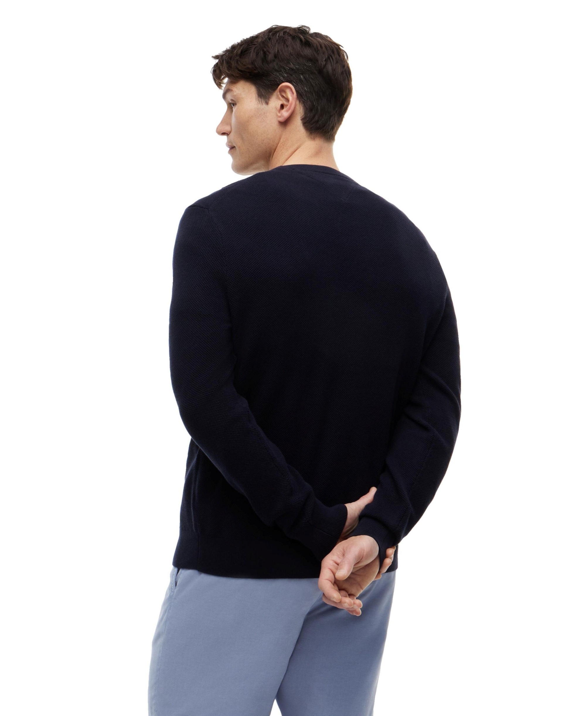 Tommy Hilfiger Men's Essential Texture Cotton Crewneck Sweater - Navy Blue