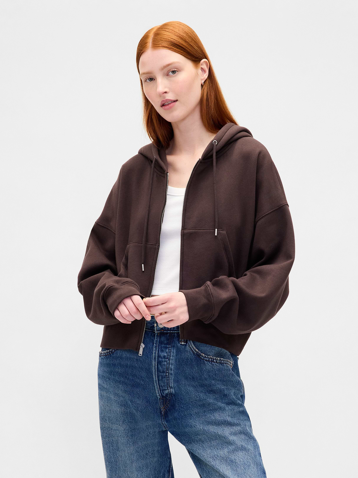 VintageSoft Wedge Zip Hoodie - Terra brown