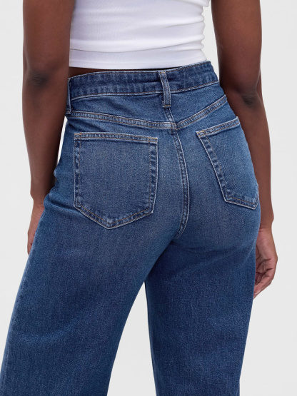 Curvy High Rise Stride Wide-Leg Jeans - Dark indigo