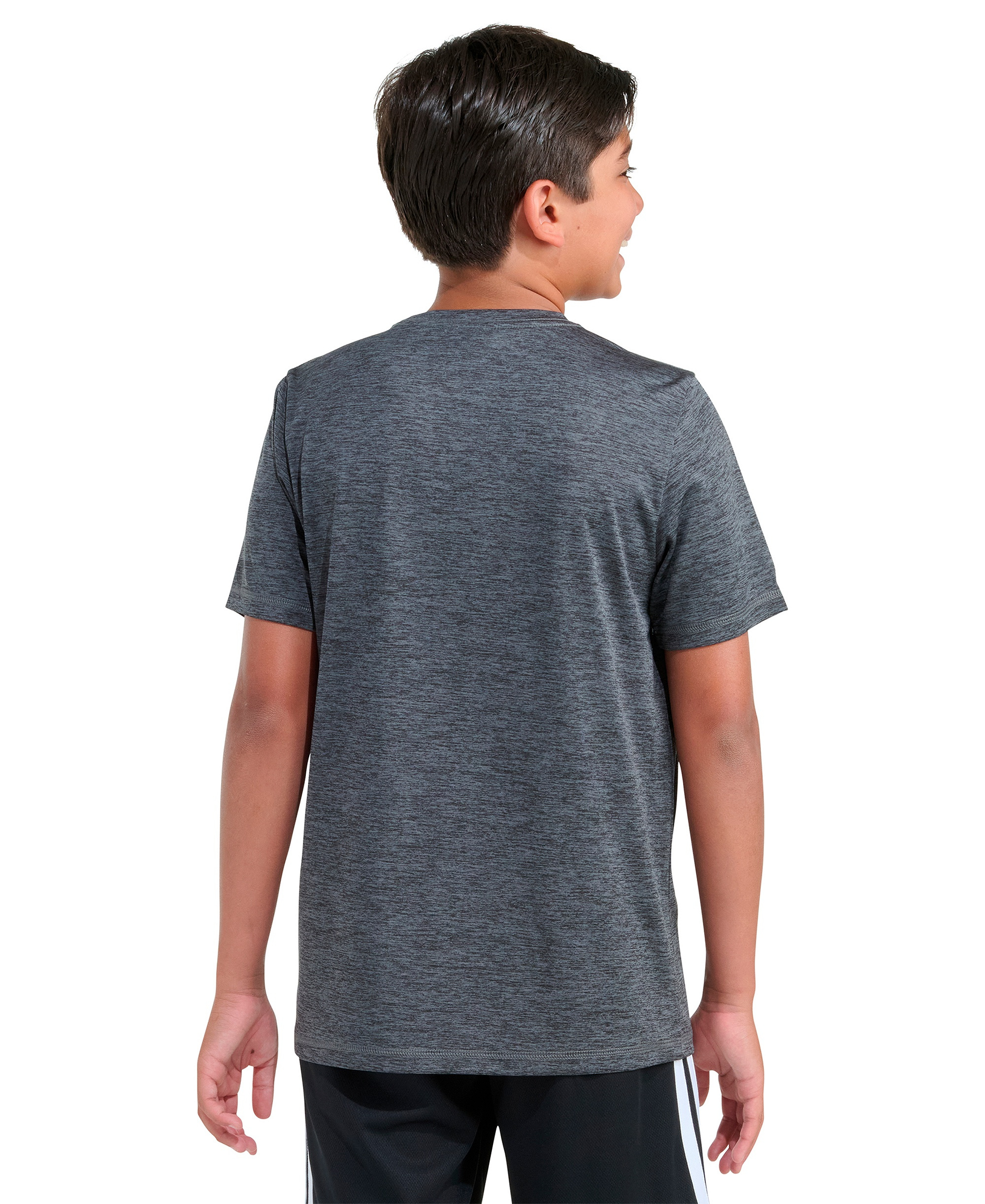 adidas Boys' 8-20 Short-Sleeve Essential Poly Mélange T-Shirt - Dark Heather