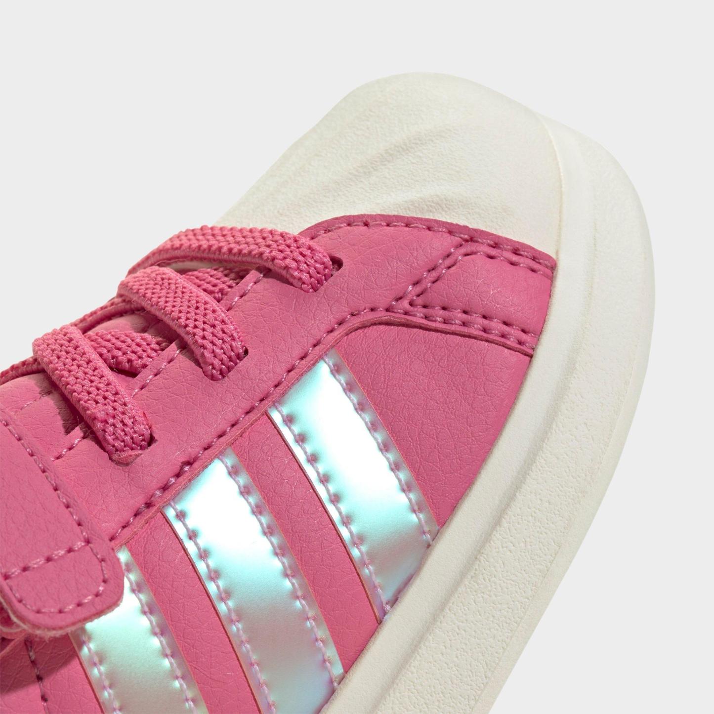 Kids' Toddler adidas Streettalk Hook-And-Loop Stretch Lace Casual Shoes - Pink Fusion/White/Wonder Quartz - Detail shot