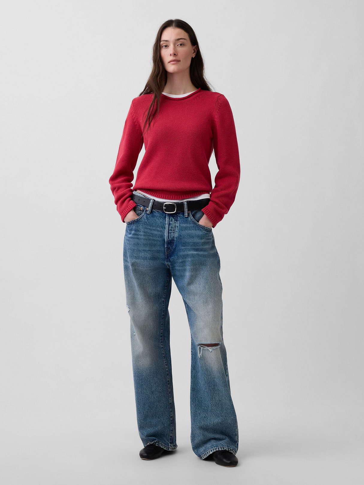 100% Cotton Rollneck Sweater - Chakra red
