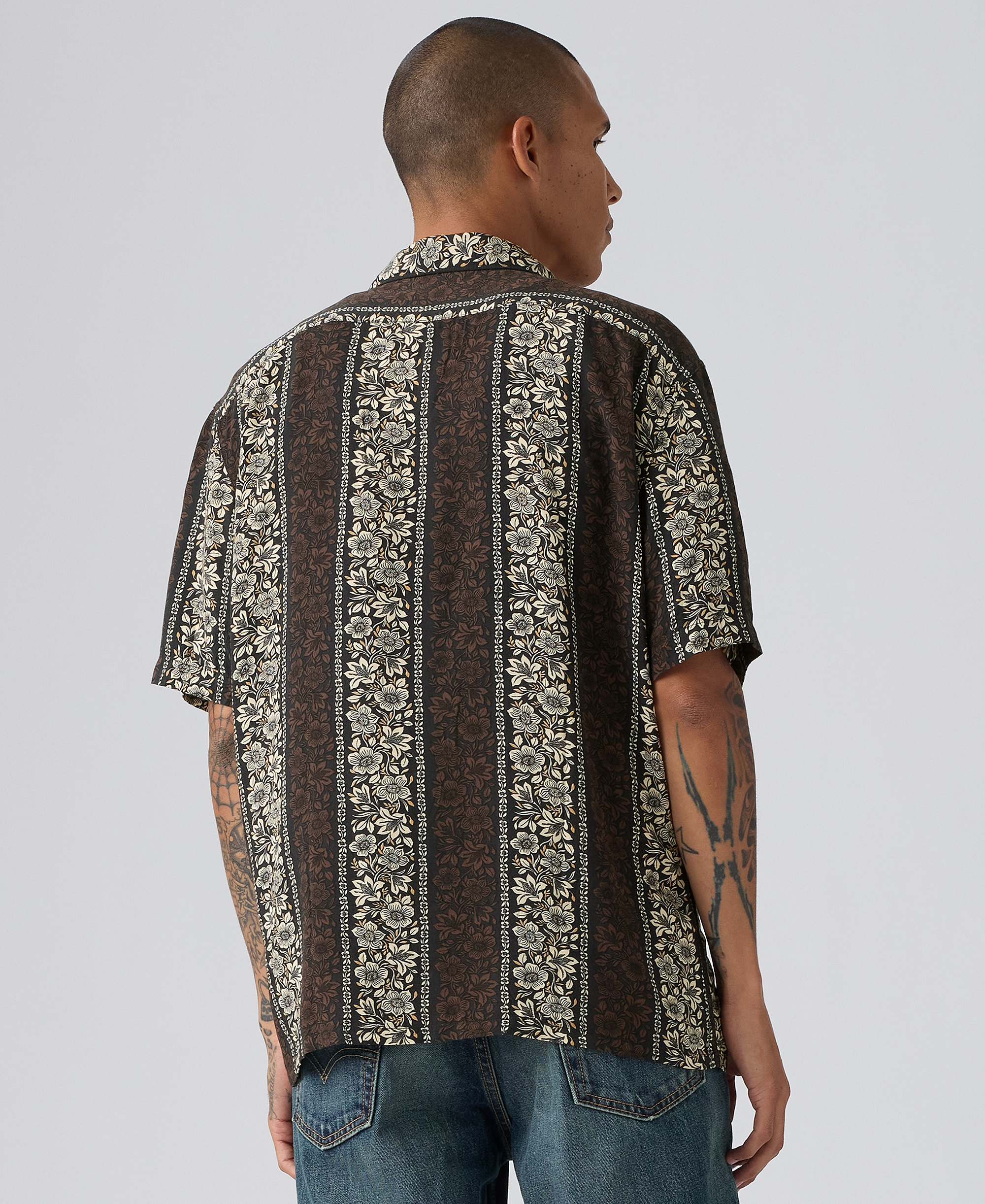 Levi's Men's Relaxed-Fit Camp Collar Shirt - Brown/Beige