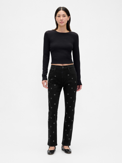 High Rise '90s Slim Straight Jeans - Poetic black