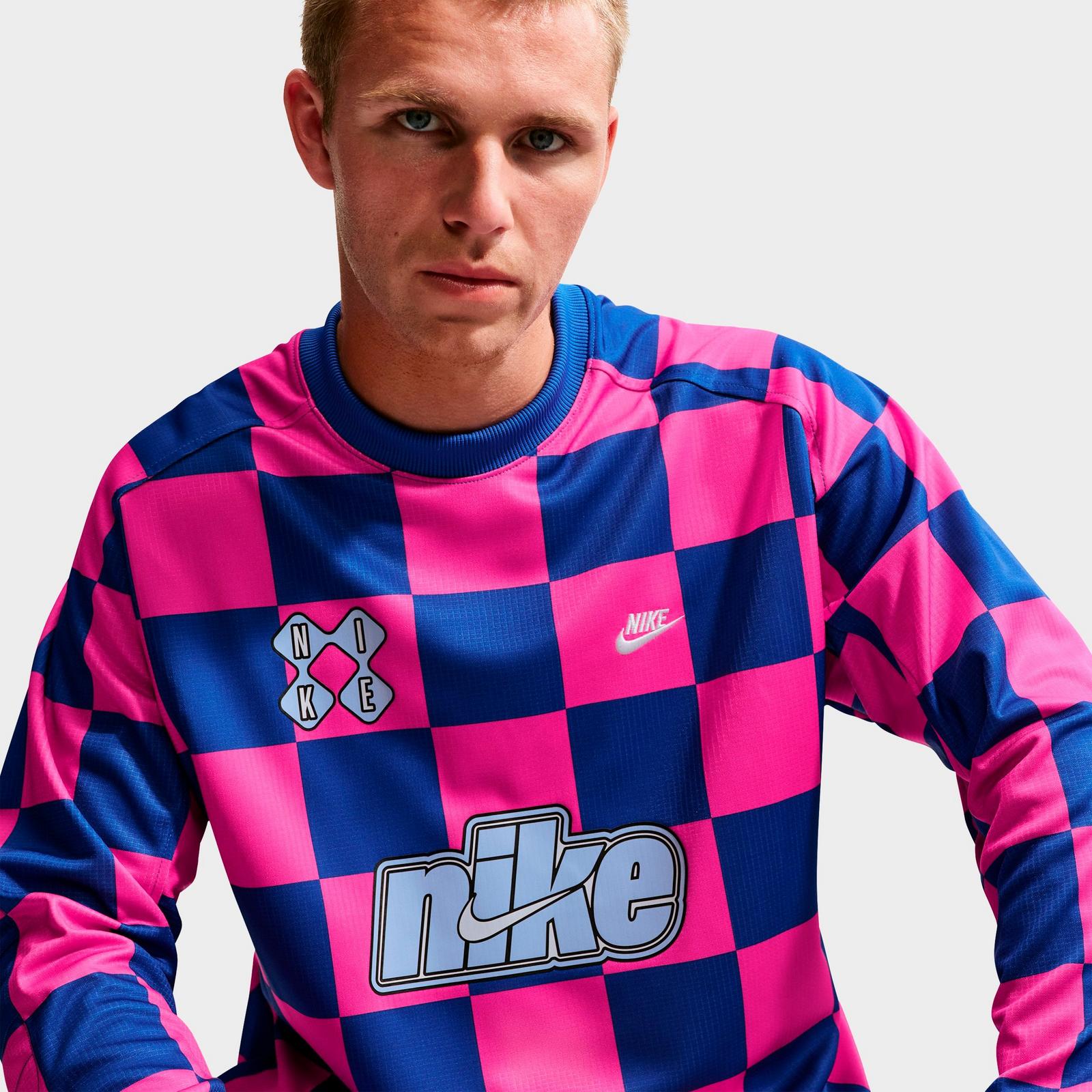 Men's Nike Sportswear Club Checkerboard Goalie Top - Game Royal/Pinksicle/Hydrogen Blue