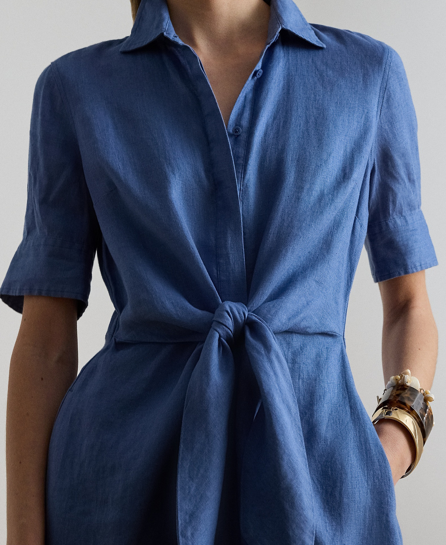 Lauren Ralph Lauren 100% Linen Shirt Dress - Carson Blue