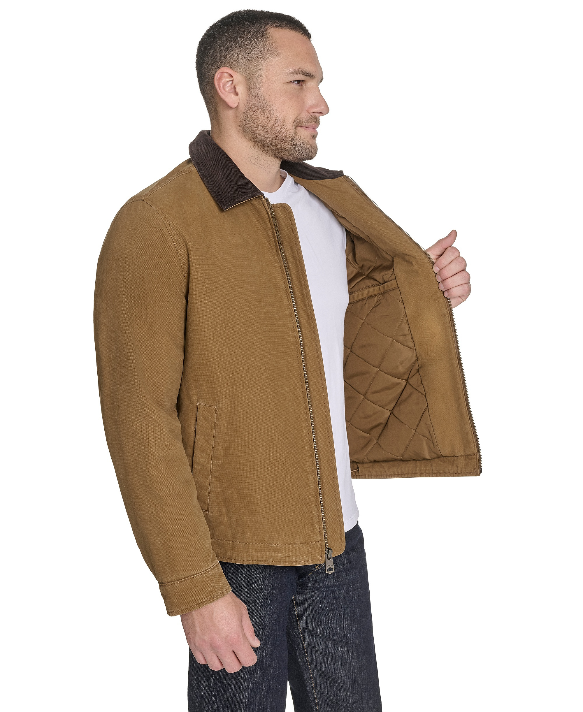 Levi's Men's Cotton Canvas Zip-Front Depot Jacket - Worker Brown