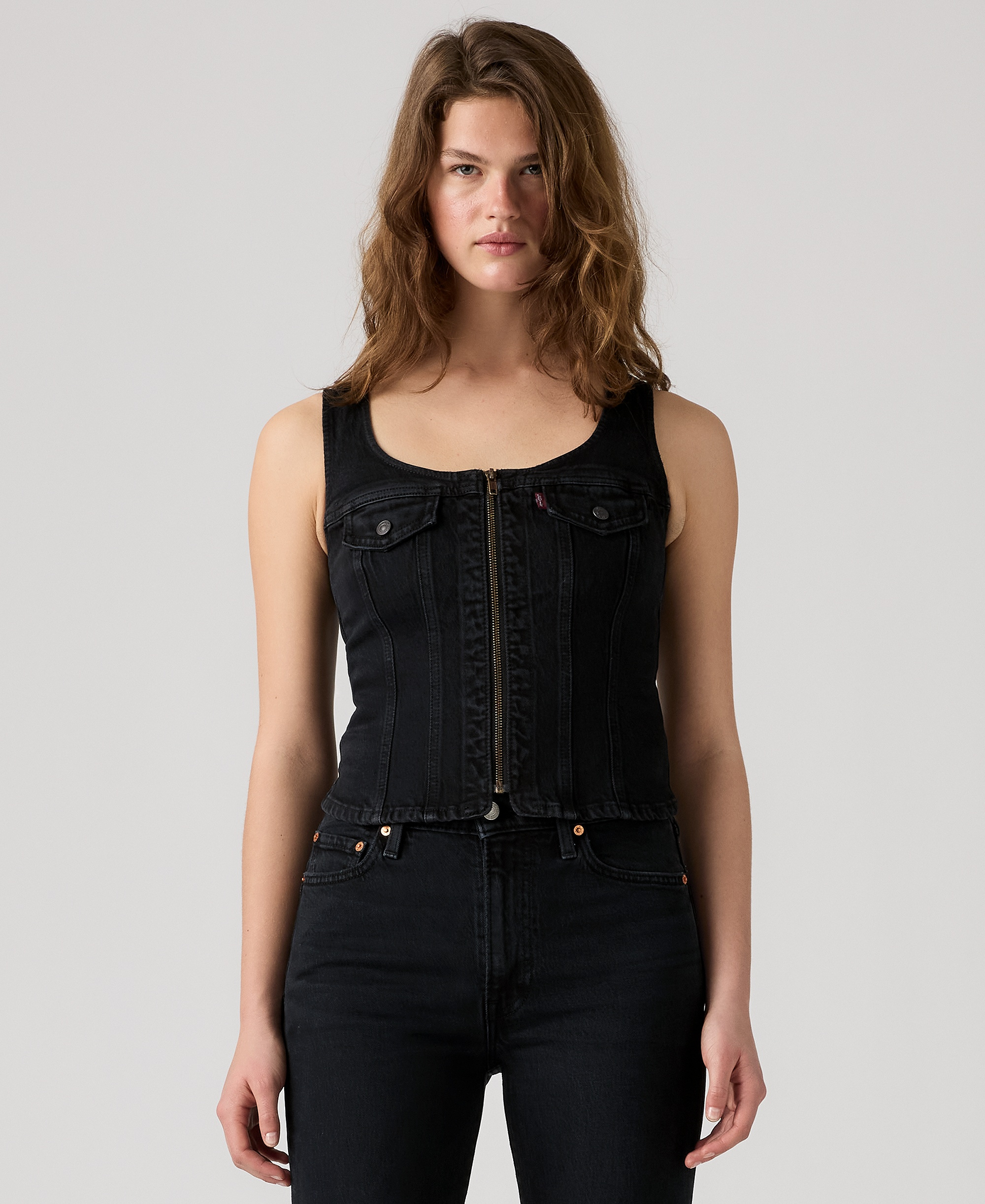 Levi's Premium Women's Vintage-Like Front-Zip Vest - Slight Night Str No Dp