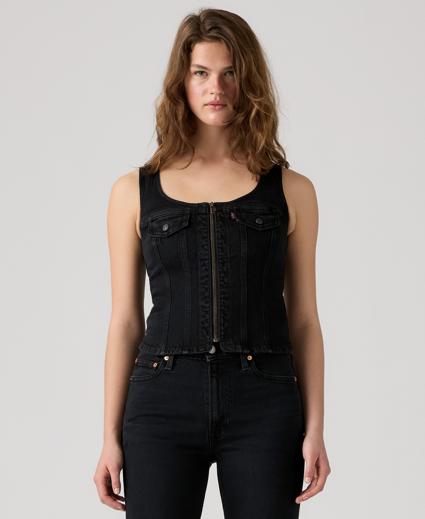 Levi's Premium Women's Vintage-Like Front-Zip Vest - Slight Night Str No Dp