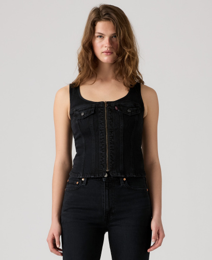 Levi's Premium Women's Vintage-Like Front-Zip Vest - Slight Night Str No Dp