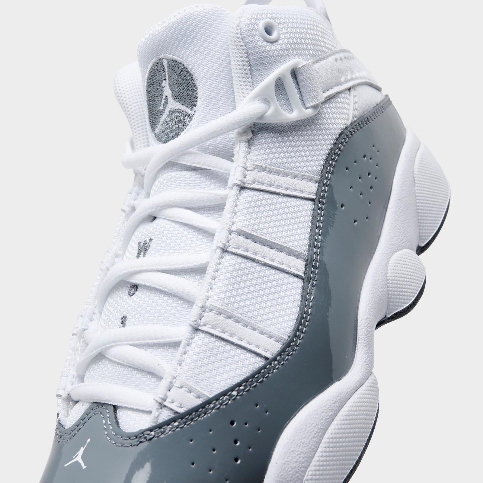 Little Kids' Air Jordan 6 Rings Basketball Shoes - White/Grey - view 3