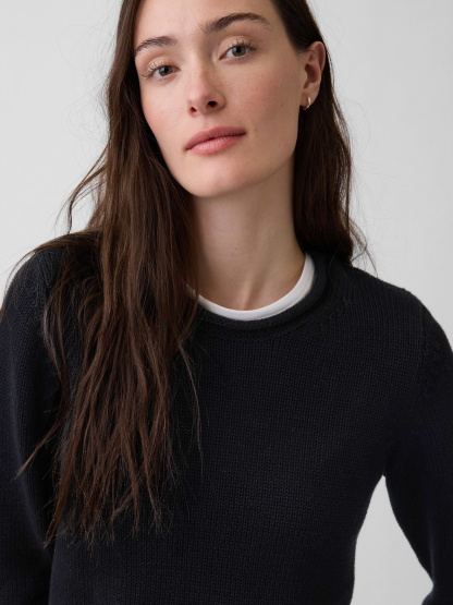 100% Cotton Rollneck Sweater - Black