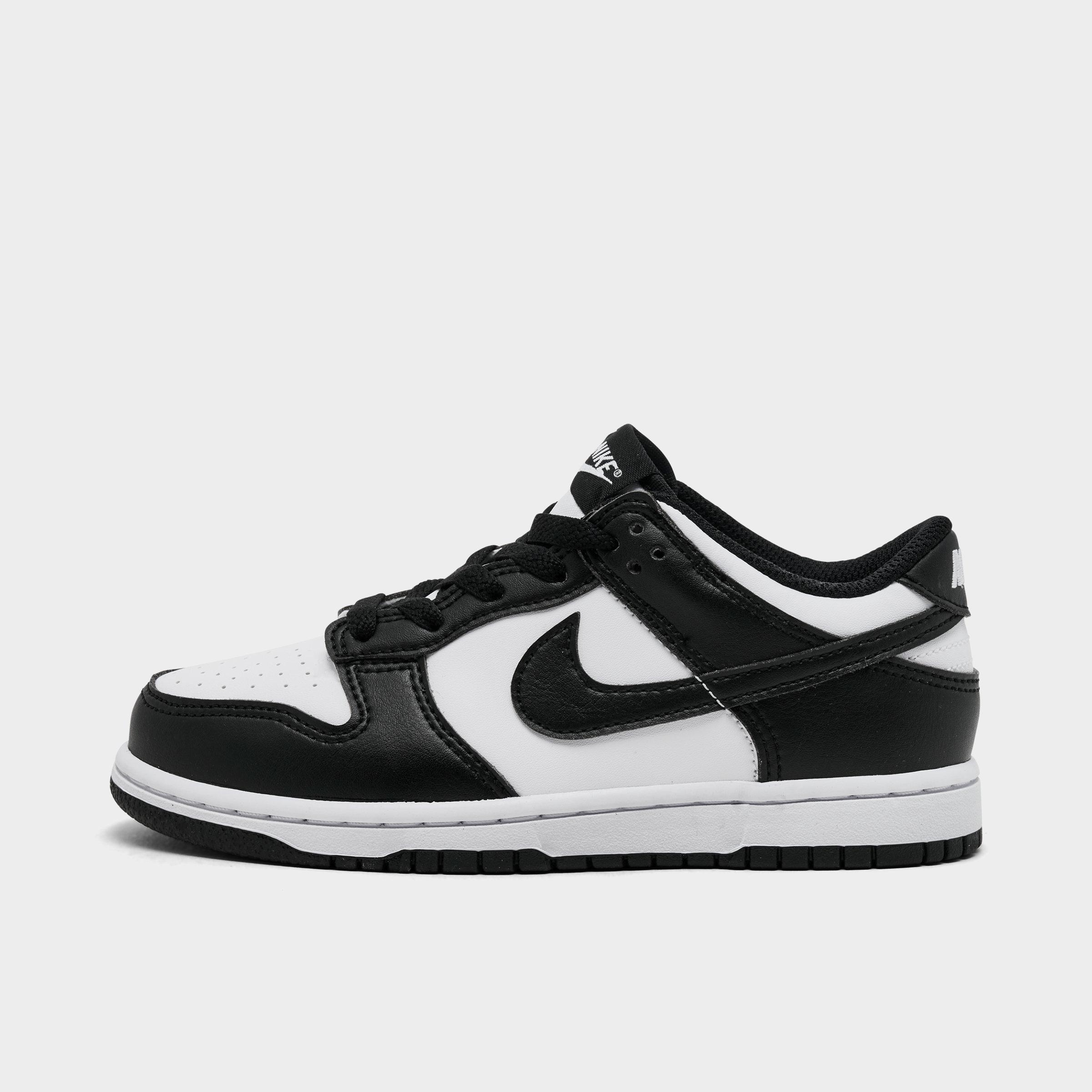 Little Kids' Nithtke Dunk Low Casual Shoes - Part 1 - White/Black/White - Left shoe facing left. Outside of the shoe.
