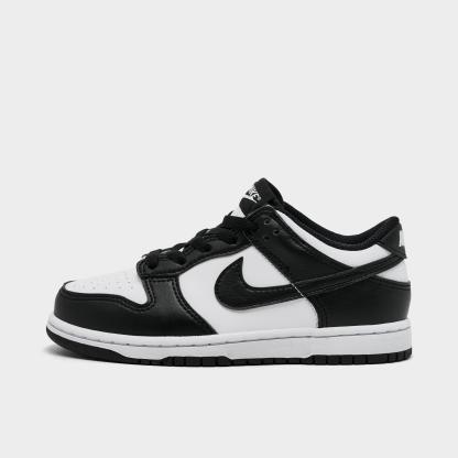 Little Kids' Nithtke Dunk Low Casual Shoes - Part 1 - White/Black/White - Left shoe facing left. Outside of the shoe.