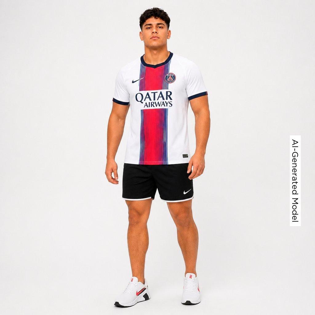 Men's Nithtke Paris Saint-Germain 2026-27 Stadium Away Dri-FIT Replica Soccer Jersey - White/College Navy/College Navy