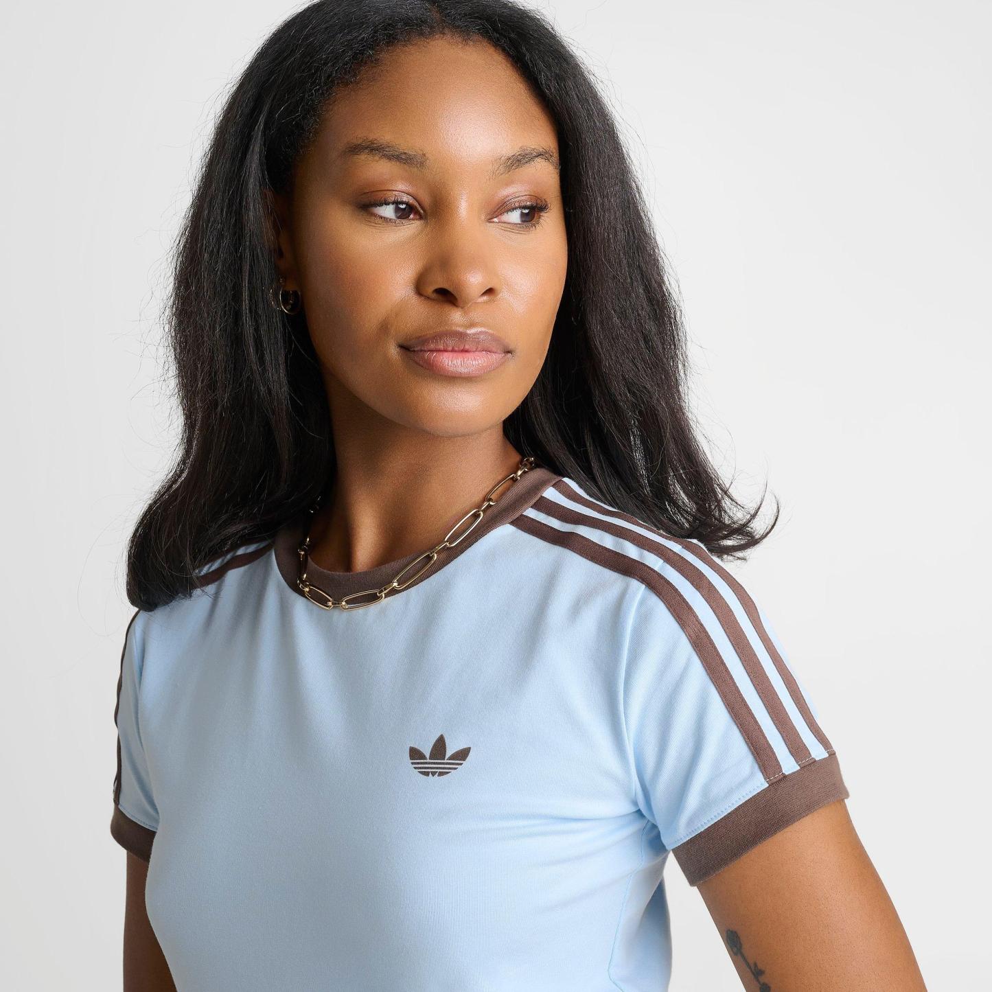 Women's adidas Originals adicolor 3-Stripes Baby T-Shirt - Ice Blue