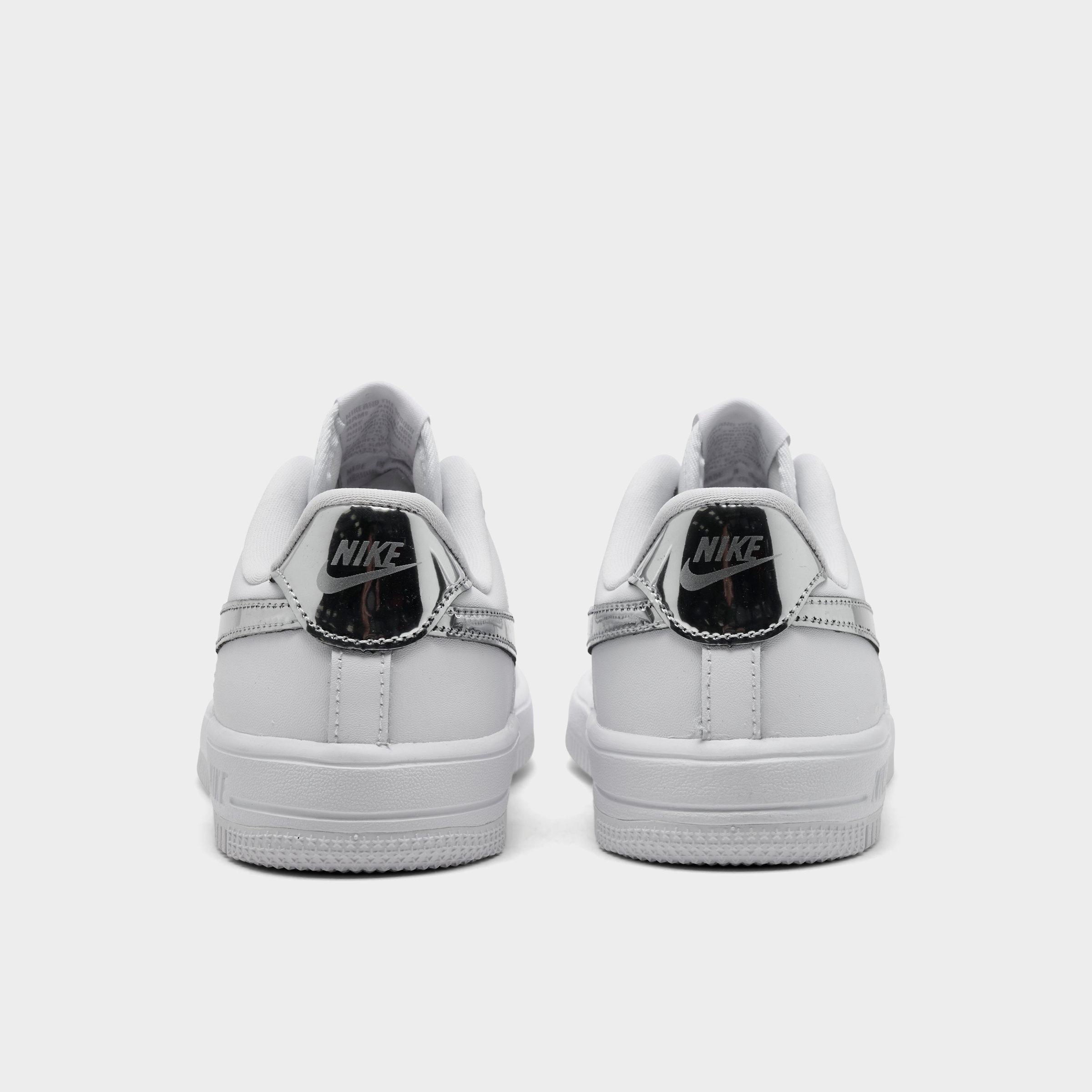 Little Kids' Nithtke Force 1 Casual Shoes - Part 1 - White/Metallic Silver - Back view