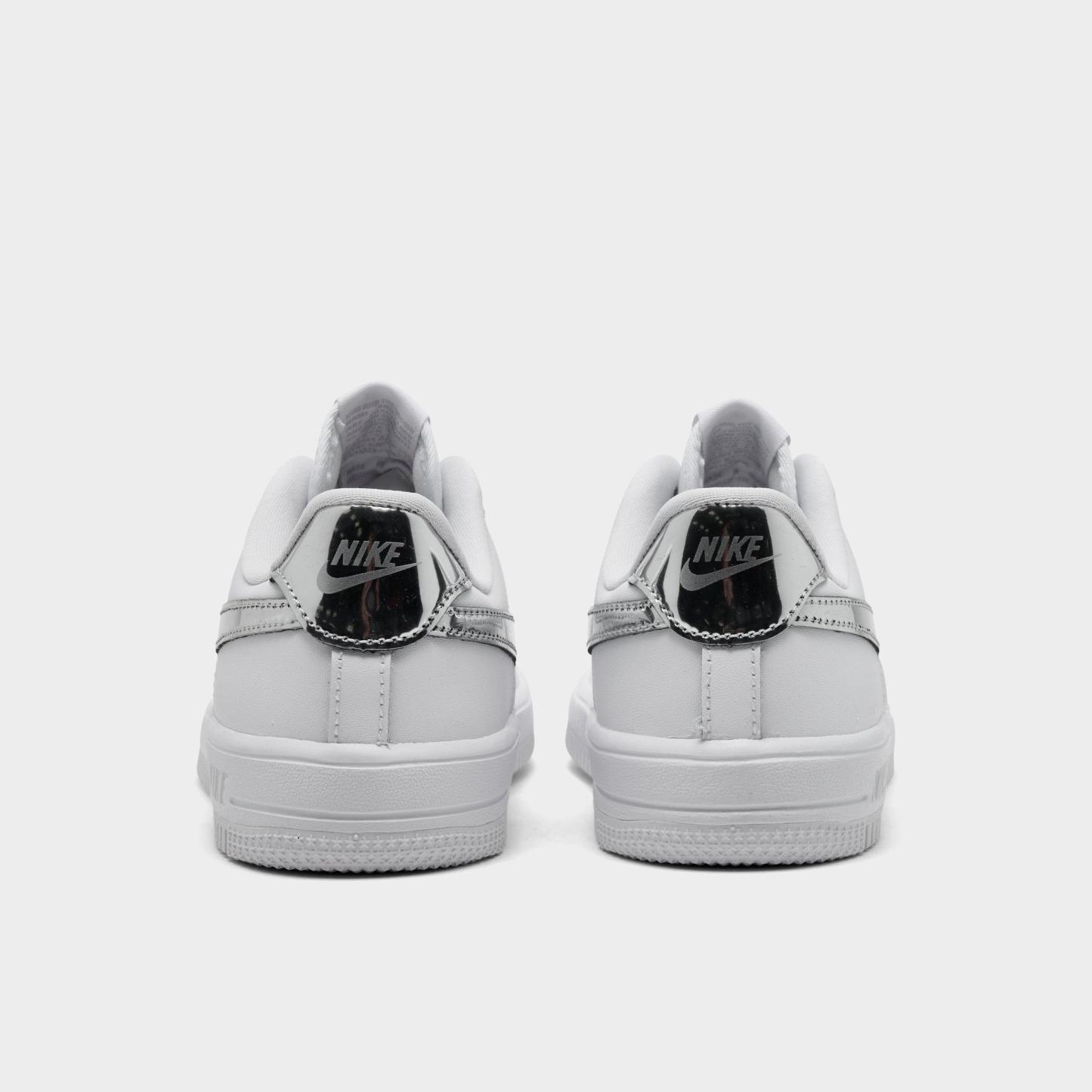 Little Kids' Nithtke Force 1 Casual Shoes - Part 1 - White/Metallic Silver - Back view