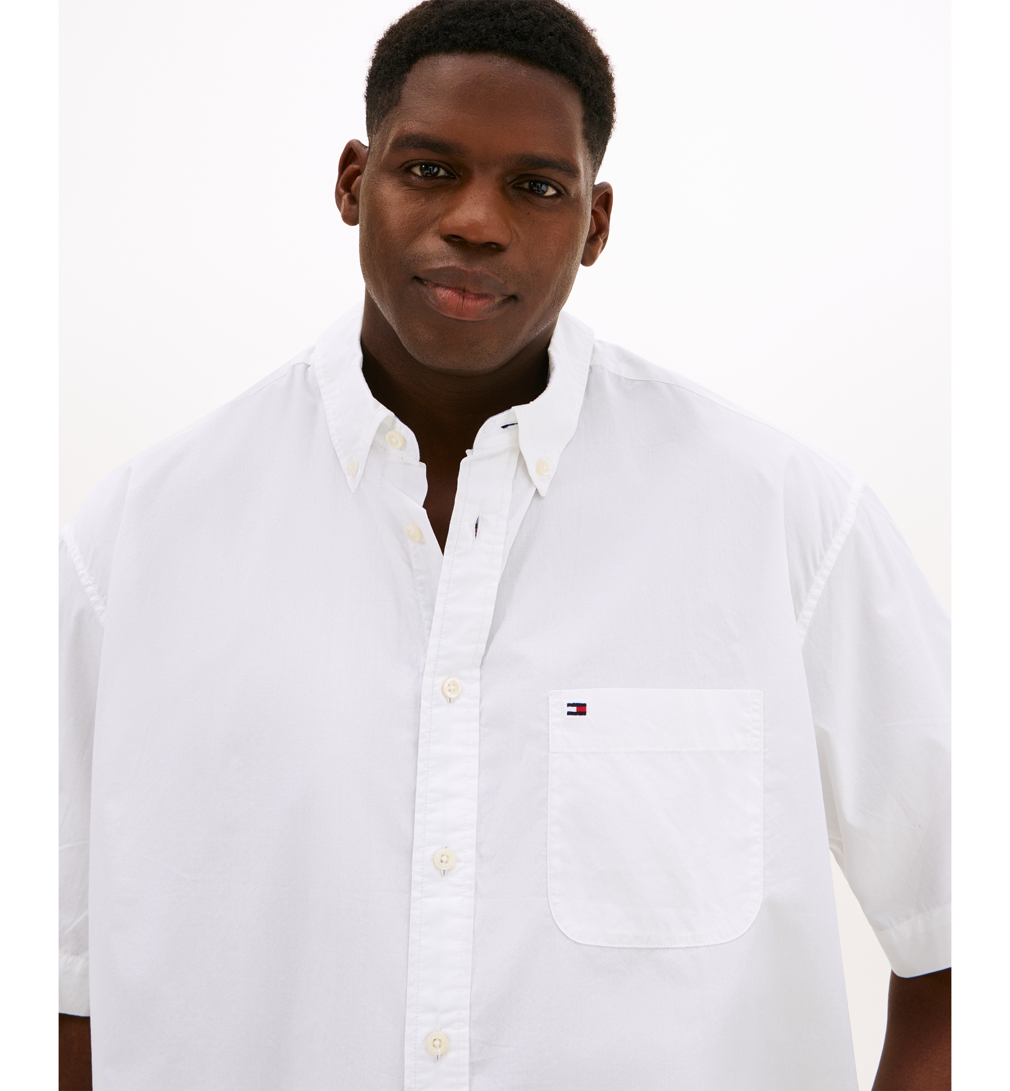 Tommy Hilfiger Men's  Big & Tall Maxwell Short-Sleeve Button-Down Shirt - Classic White